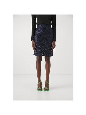 2nd Day NEW women Navy Blue sequin pencil skirt sz 36 (Small) BNWT ruched